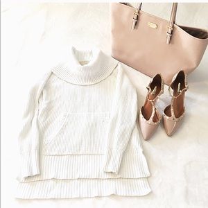 Michael Kors white cream cowl turtle neck sweater
